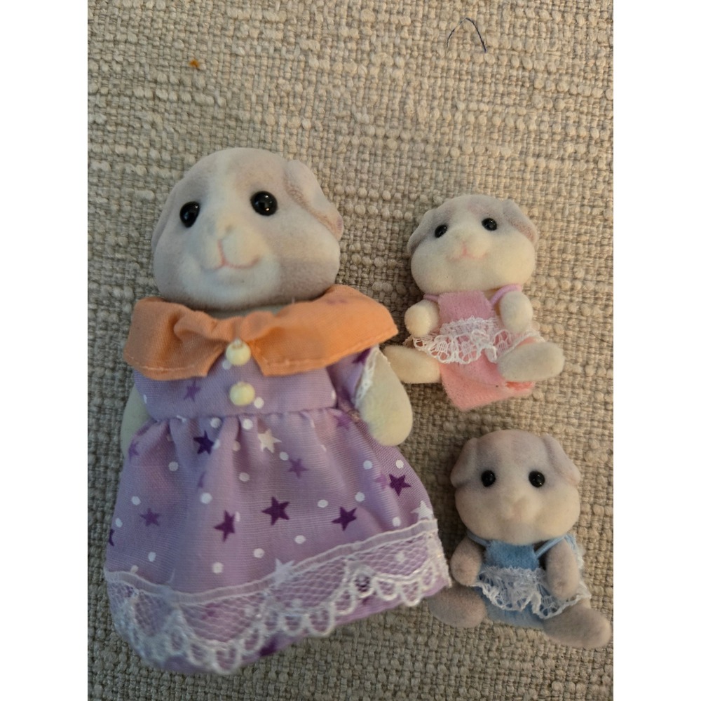 Calico Critters Guinea Pig Patty Family Mother and 2 Babies Flocked 3pc Set